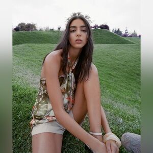 ZARA TROPICAL PRINT HALTER TOP